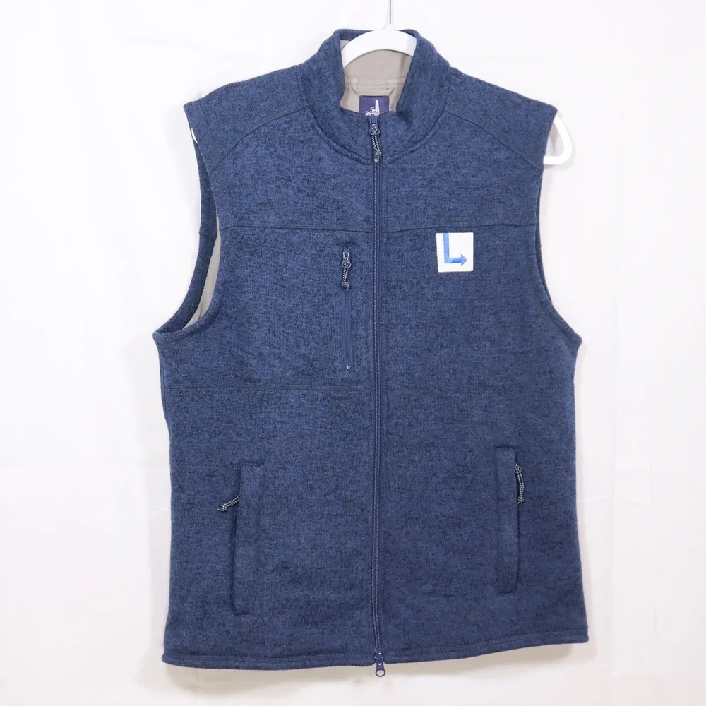 johnnie-O‎ Wes Fleece Vest Medium Blue Mens Full Zip Heathered Outerwear